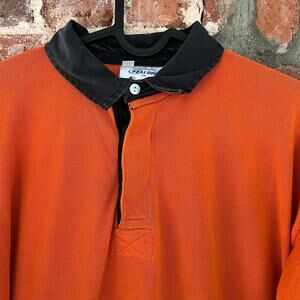 VTG Made in USA Halbro Orange Black Rugby Shirt Size 44 21x28.5